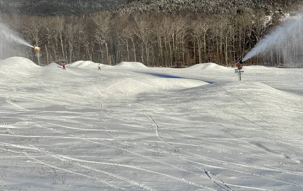 Snowmaking Andamento Estância Esqui Stowe Eua — Fotografia de Stock