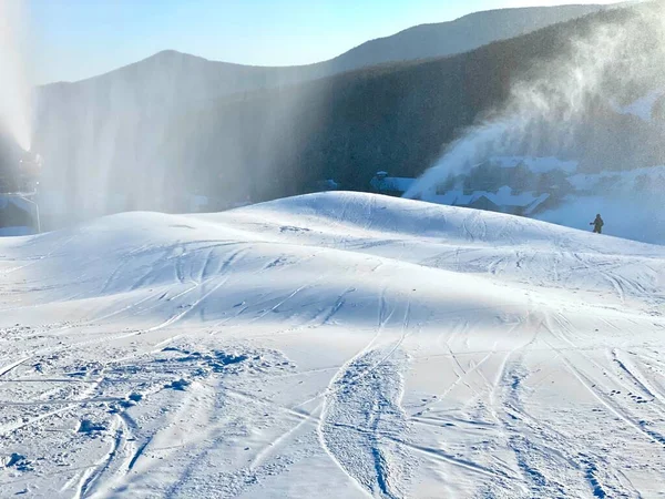 Snowmaking Andamento Estância Esqui Stowe Eua — Fotografia de Stock