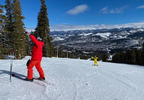 Selfies Maken Bij Skigebied Breckenridge Colorado — Stockfoto