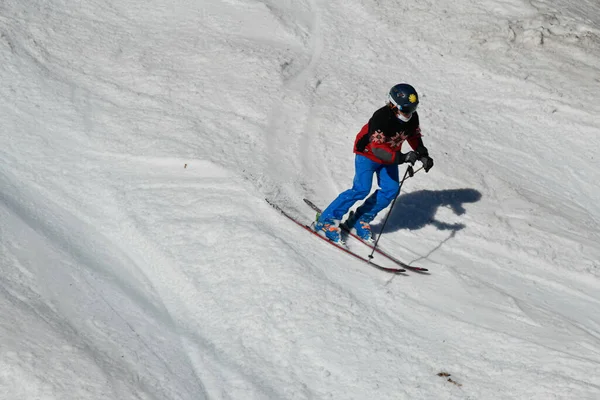 Freerider Widziany Boku Skręca Kurorcie Stowe Mountain Vermont Wiosną Połowie — Zdjęcie stockowe