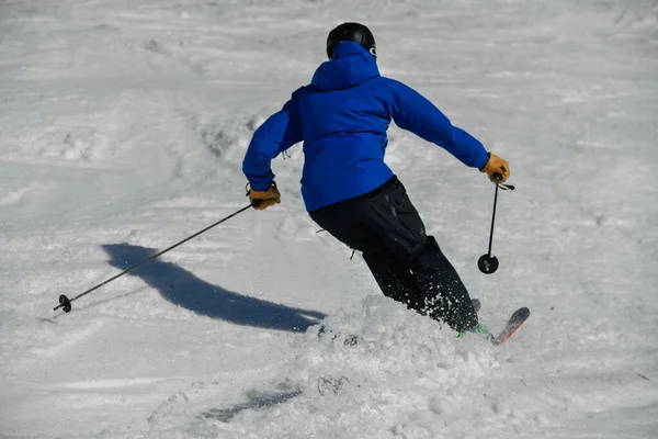 Freerider Visto Desde Atrás Haciendo Giro Stowe Mountain Resort Vermont — Foto de Stock