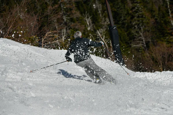 Freerider Von Hinten Gesehen Wie Stowe Mountain Resort Vermont Während — Stockfoto