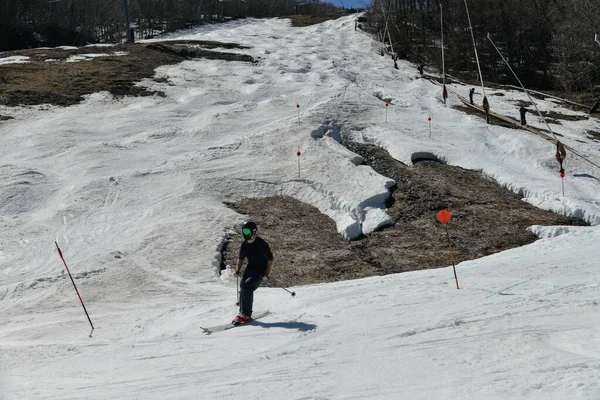 Esqui Codificação Primavera Resort Stowe Mountain Vermont Durante Primavera Meados — Fotografia de Stock