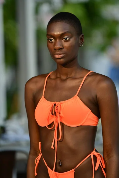 Miami Beach Florida July Model Walks Sinesia Karol Miami Swim — Stock Photo, Image