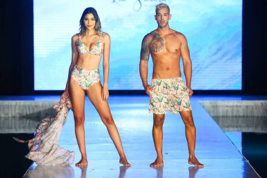 MIAMI BEACH, FLORIDA - JULY 08: Models walk the runway  for Lia Sahara Show during Miami Swim Week The Shows powered by DCSW on July 08, 2021 in Miami Beach, Florida