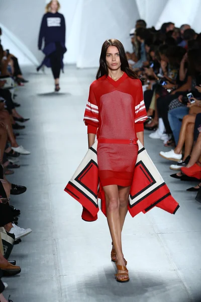 stock image Model walks the runway at Lacoste during Mercedes-Benz Fashion Week