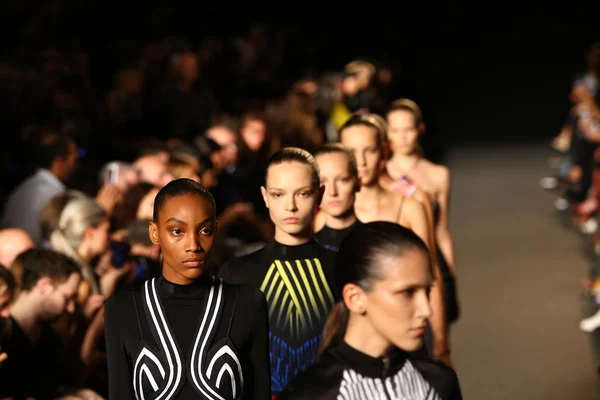 Models walk the runway finale at the Alexander Wang fashion show — Stock Photo, Image