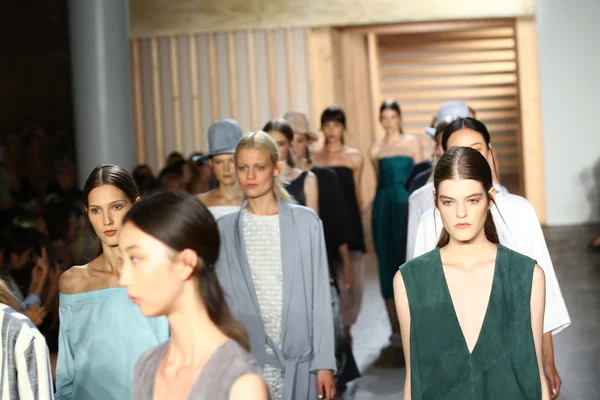 Models walk the runway finale at the Tibi fashion show — Stock Photo, Image