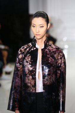 modeli pist yürür, mercedes-benz moda haftası sırasında rucci ralph.