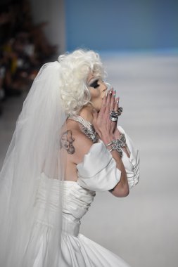 Drag Queen Sharon Needles walks the runway at Betsey Johnson fashion show clipart