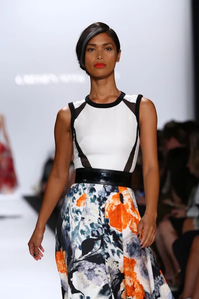 Model walks the runway at Carmen Marc Valvo — Stock Photo, Image