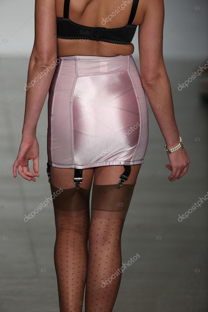 Model walks runway wearing Secrets in Lace lingerie Spring 2015
