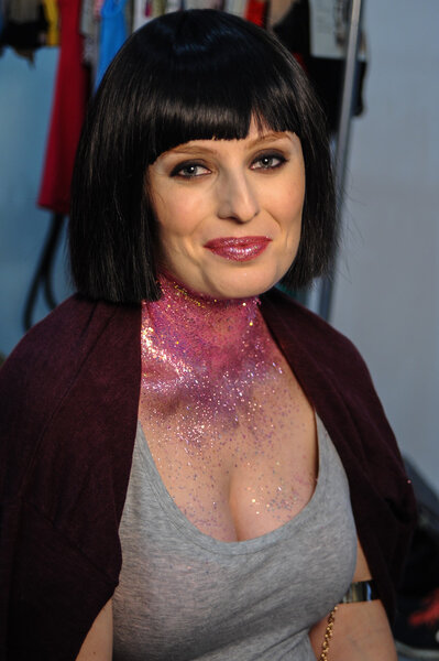 Models pose sexy backstage during Made in the USA Spring 2015 lingerie showcase preparations