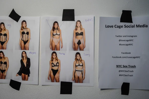 Backstage during Made in the USA Spring 2015 lingerie showcase preparations — Stock Photo, Image