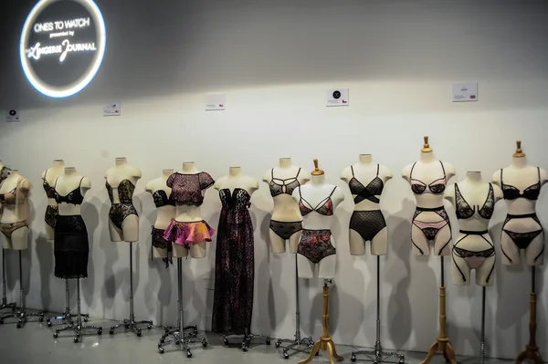 Lingerie monsters op mannequins tijdens lente 2015 lingerie showcase presentatie — Stockfoto