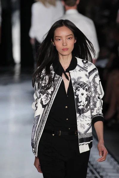 Fei Fei Sun caminha na passarela da Coleção Versace Spring 2015 — Fotografia de Stock