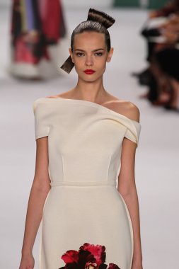 Model Mina Cvetkovic walk the runway at the Carolina Herrera fashion show