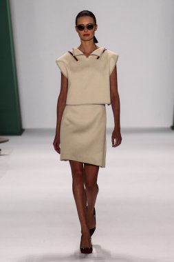 Model Vasilisa Pavlova walk the runway at the Carolina Herrera fashion show