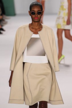 Model walks the runway at the Carolina Herrera fashion show