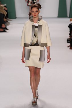 Model Sophie Touchet walk the runway at the Carolina Herrera fashion show