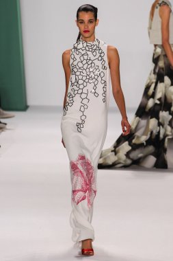 Model Pauline Hoarau walk the runway at the Carolina Herrera fashion show