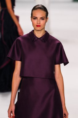 Model Agne Konciute walk the runway at the Carolina Herrera fashion show