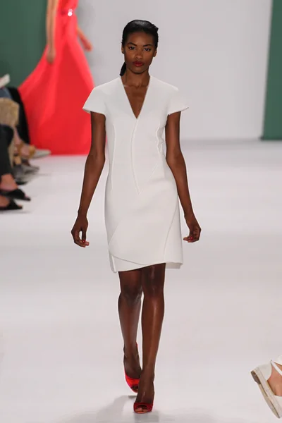 Model Sharam Diniz walk the runway at the Carolina Herrera fashion show — Zdjęcie stockowe