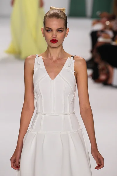 Model daphne groeneveld spaziert auf der carolina herrera modenschau über den laufsteg — Stockfoto