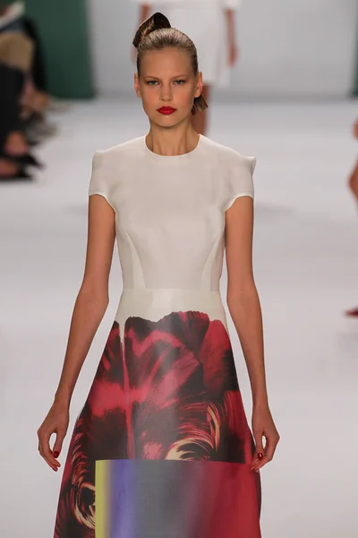 Model Elisabeth Erm walk the runway at the Carolina Herrera fashion show — Stok fotoğraf