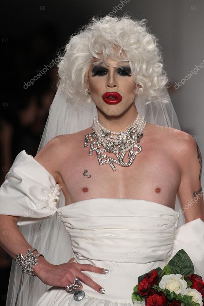NEW YORK, NY - SEPTEMBER 10: Sharon Needles walks the runway at the Betsey Johnson fashion show during MBFW Spring 2015 at Lincoln Center on September 10, 2014 in NYC