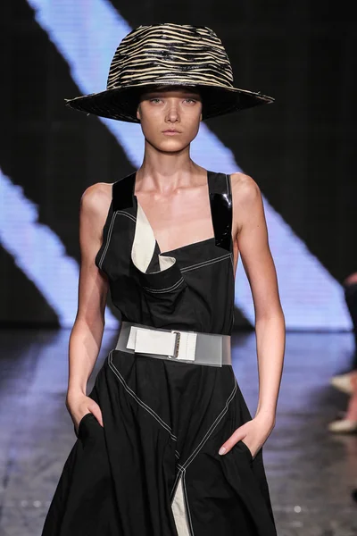 Yumi Lambert walk the runway at Donna Karan New York — Stock Photo, Image