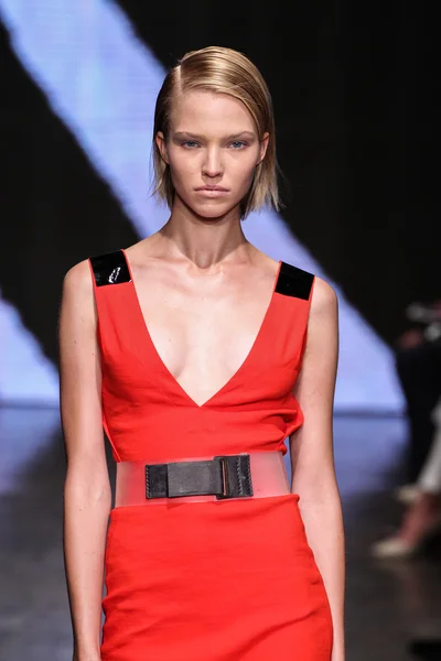 Sasha Luss spaceru pasa startowego w Donna Karan New York — Zdjęcie stockowe