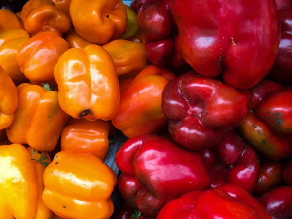 Yellow and red pappers at farmers Market — Stock Photo, Image