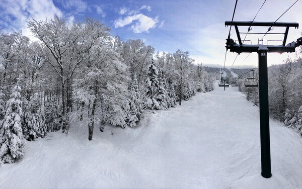 Snowy slope in the mountains