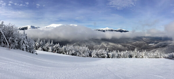 Snowy slope in the mountains