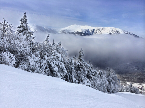 Snowy slope in the mountains