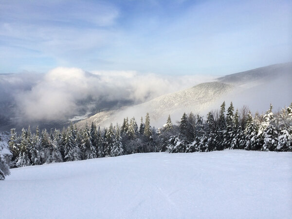 Snowy slope in the mountains