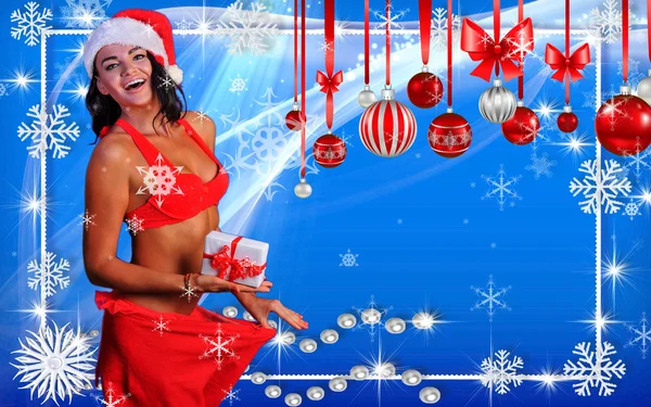 Sexy Santa's Helpers poscard walpaper template — Stock Photo, Image