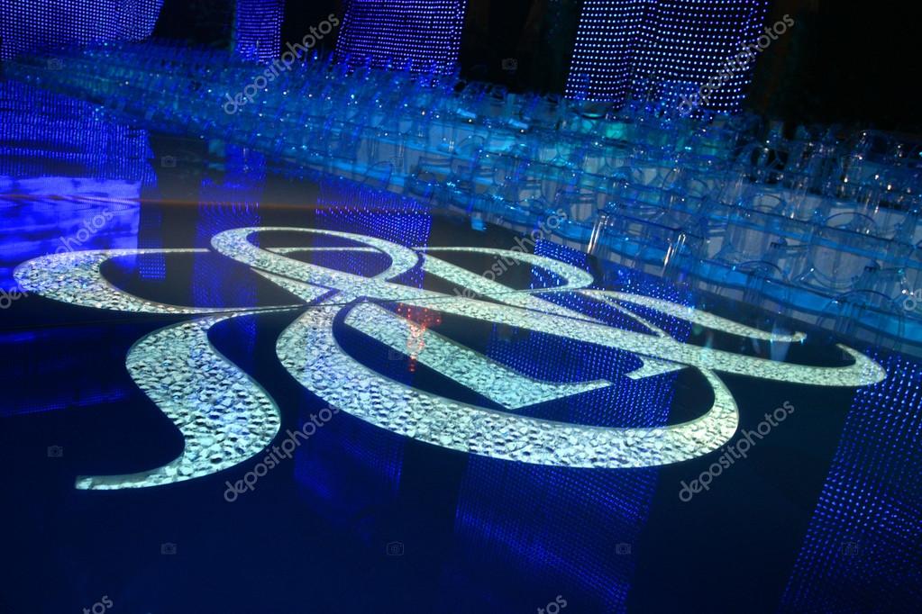 NEW YORK - SEPTEMBER 09 : crystal glass logo at runway during  Rock & Republic at Olympus Fashion Week Spring 2007  at Cipriani  - September 09, 2006 in NYC, NY, United States.