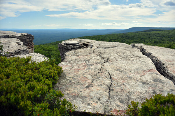 Massive rocks and view to the valley