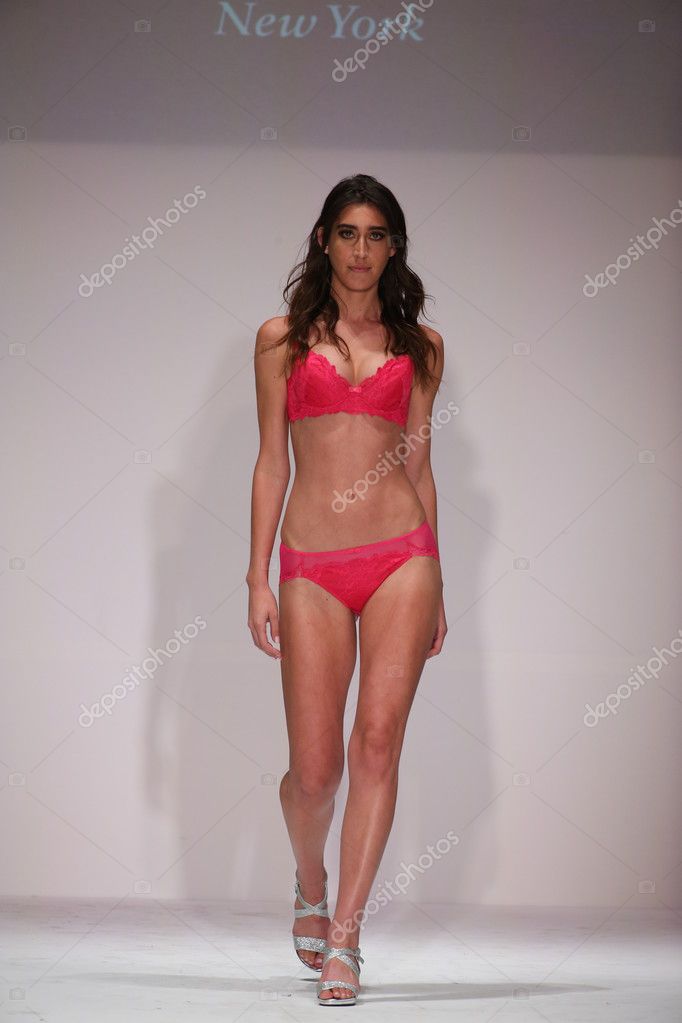 NEW YORK, NY - OCTOBER 24: A Model Walks Runway Wearing Bradelis New York  Lingerie Spring 2015 Collection At The Center 548 On October 23, 2014 In  New York City. Stock Photo
