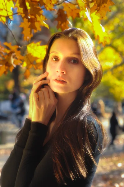 Vacker kvinna i parken — Stockfoto