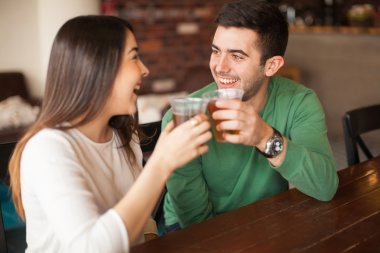 young couple flirting