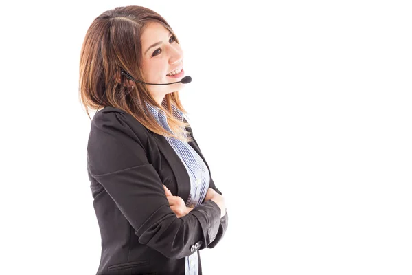 Telemarketer talking to a customer — Stock Photo, Image