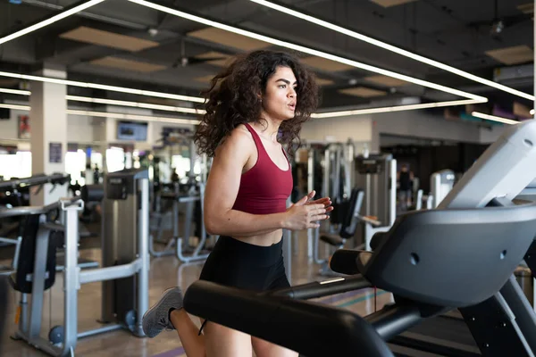 Femme Active Dans Vingtaine Courir Vite Sur Une Séance Entraînement — Photo