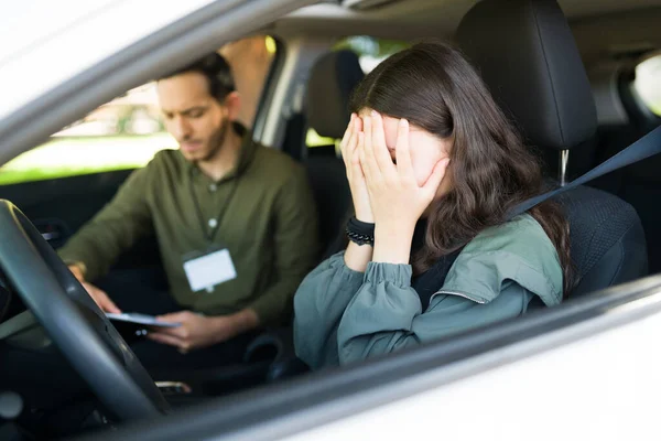 Sad Adolescent Girl Covering Her Face Crying Because She Failed — Stock Photo, Image