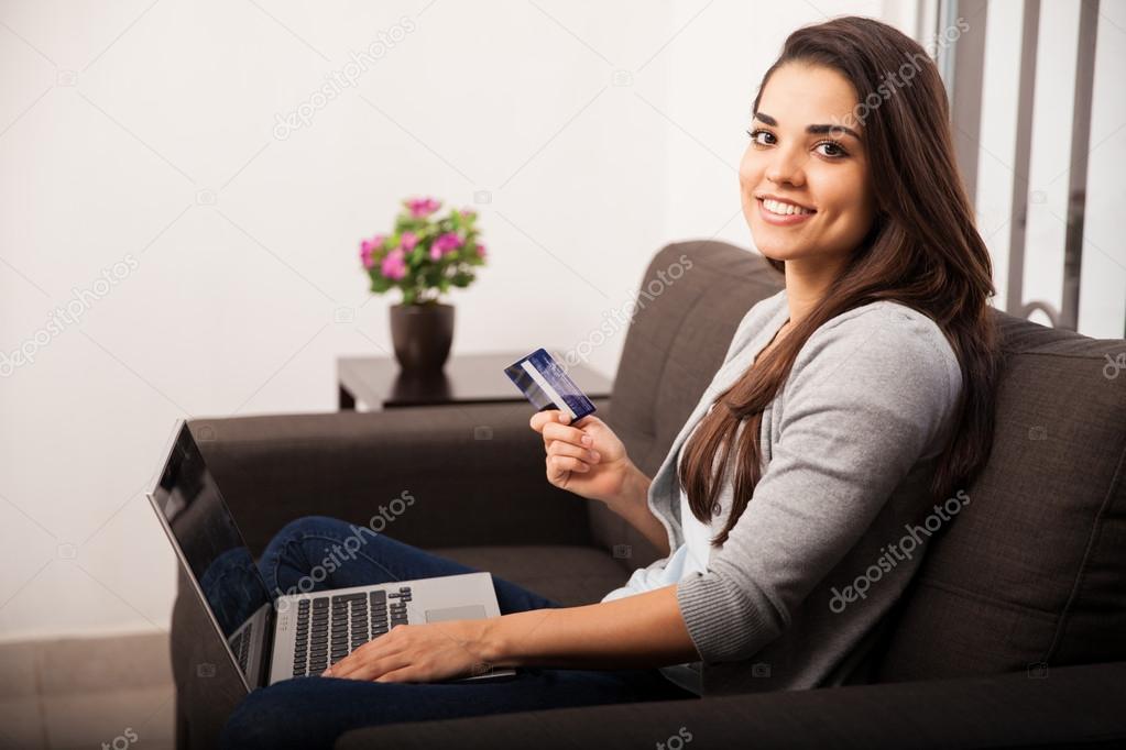 Woman shopping online