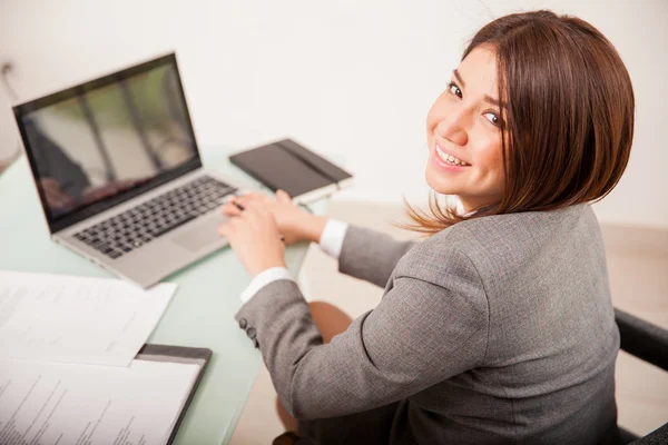 Happy  businesswoman working — Stock Photo, Image