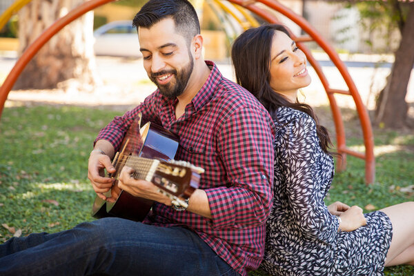 Man playing the guitar