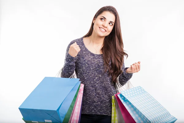 Morena llevando bolsas — Foto de Stock